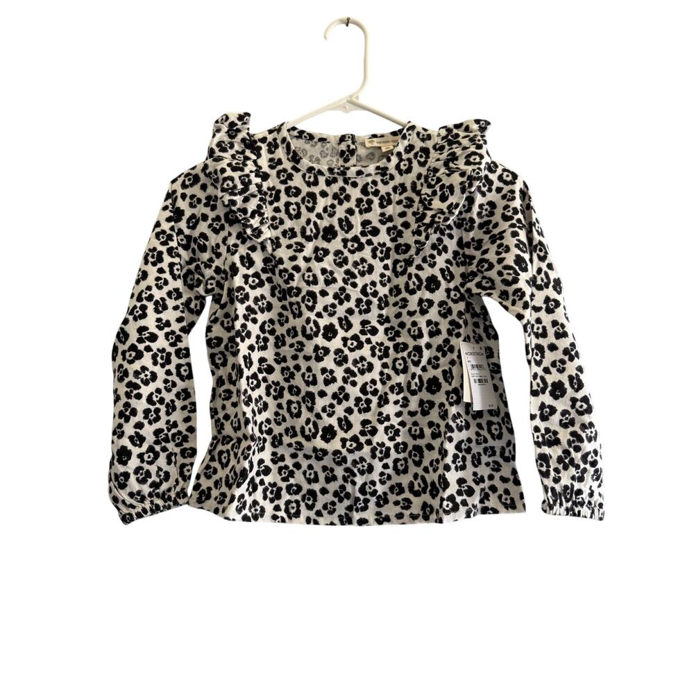 NWT Nordstrom Tucker + Tate Ivory Animal Floral Ruffle Long Sleeve Top Youth 7